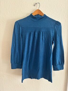 Banana Republic Women’s Blue Mock Neck Long Sleeve Top- Wool- Medium